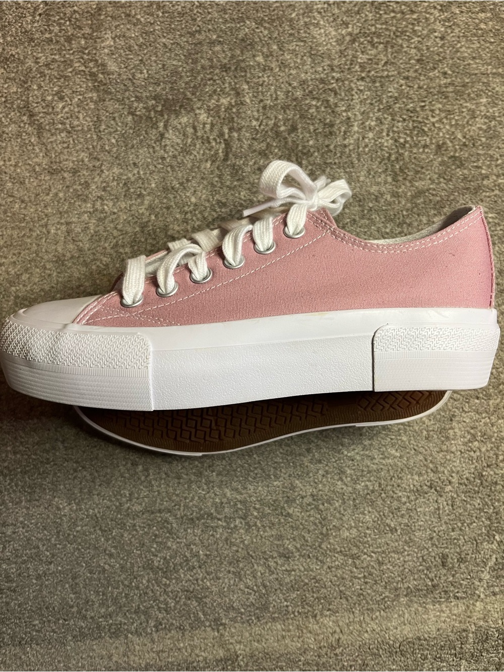 NOBO Pink Canvas Platform Low-Top Sneakers with White Sole New w/out box size 7
